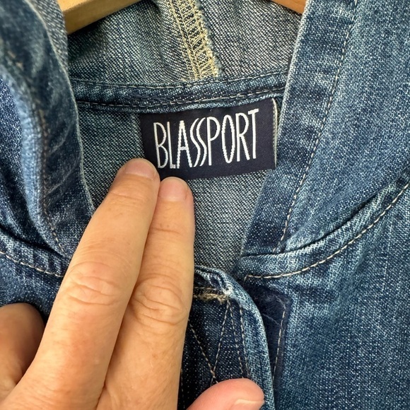 Vintage Bill Blass Hooded Denim Zip Front Jacket / Pockets / Medium - Picture 9 of 12